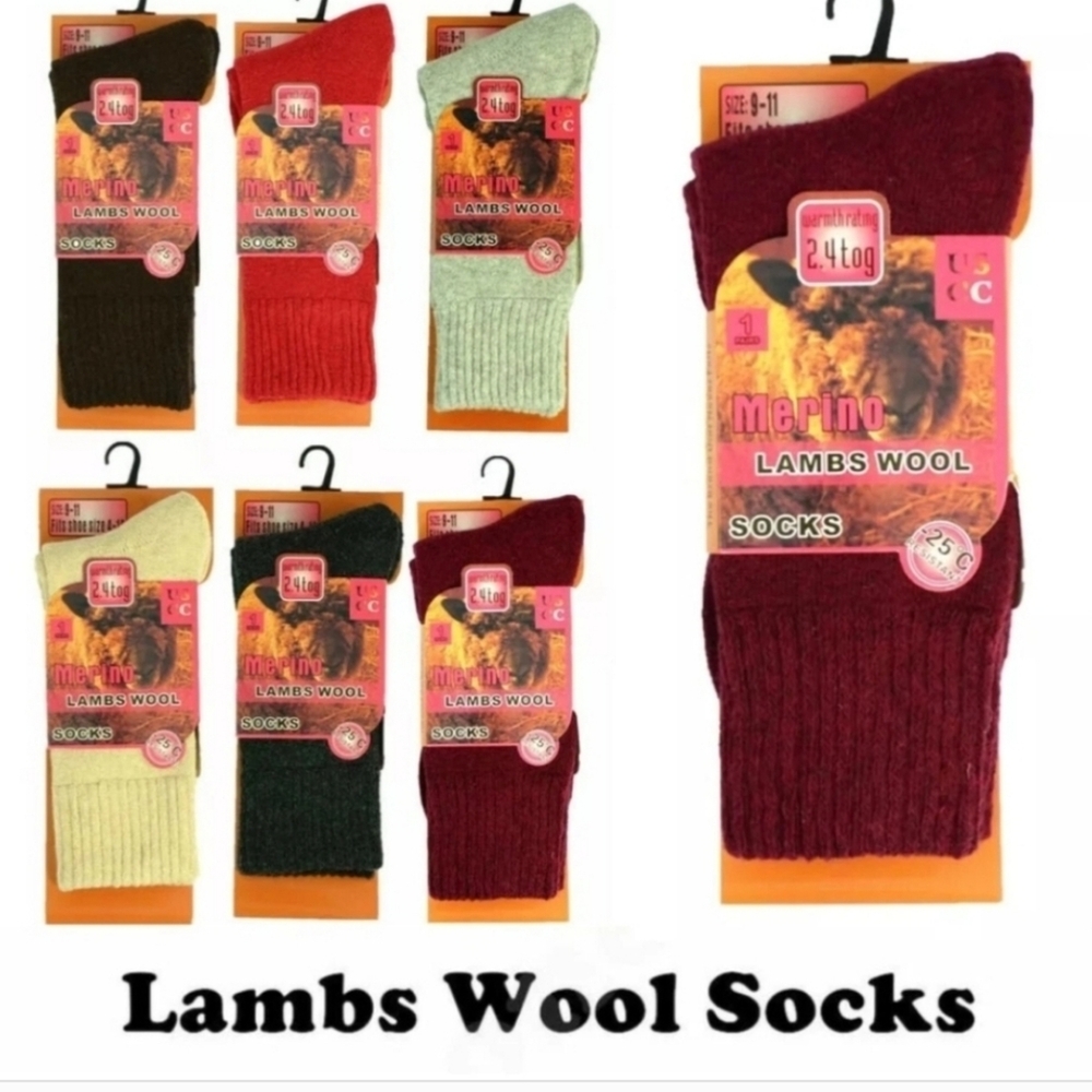 3 Pairs Womens Merino Wool Thermal Winter Boot Socks Size 9-11